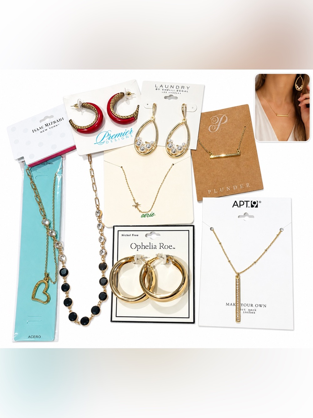 Necklace earring bundle AE laundry Isaac Plunder cute gold set gift stainless